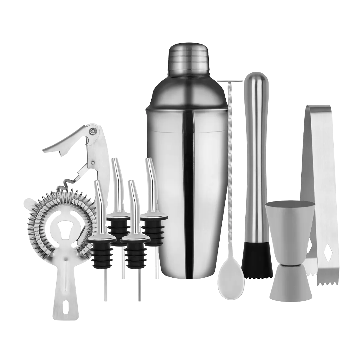 Cocktail Set 11pc Stainless Steel In Bartender Bag