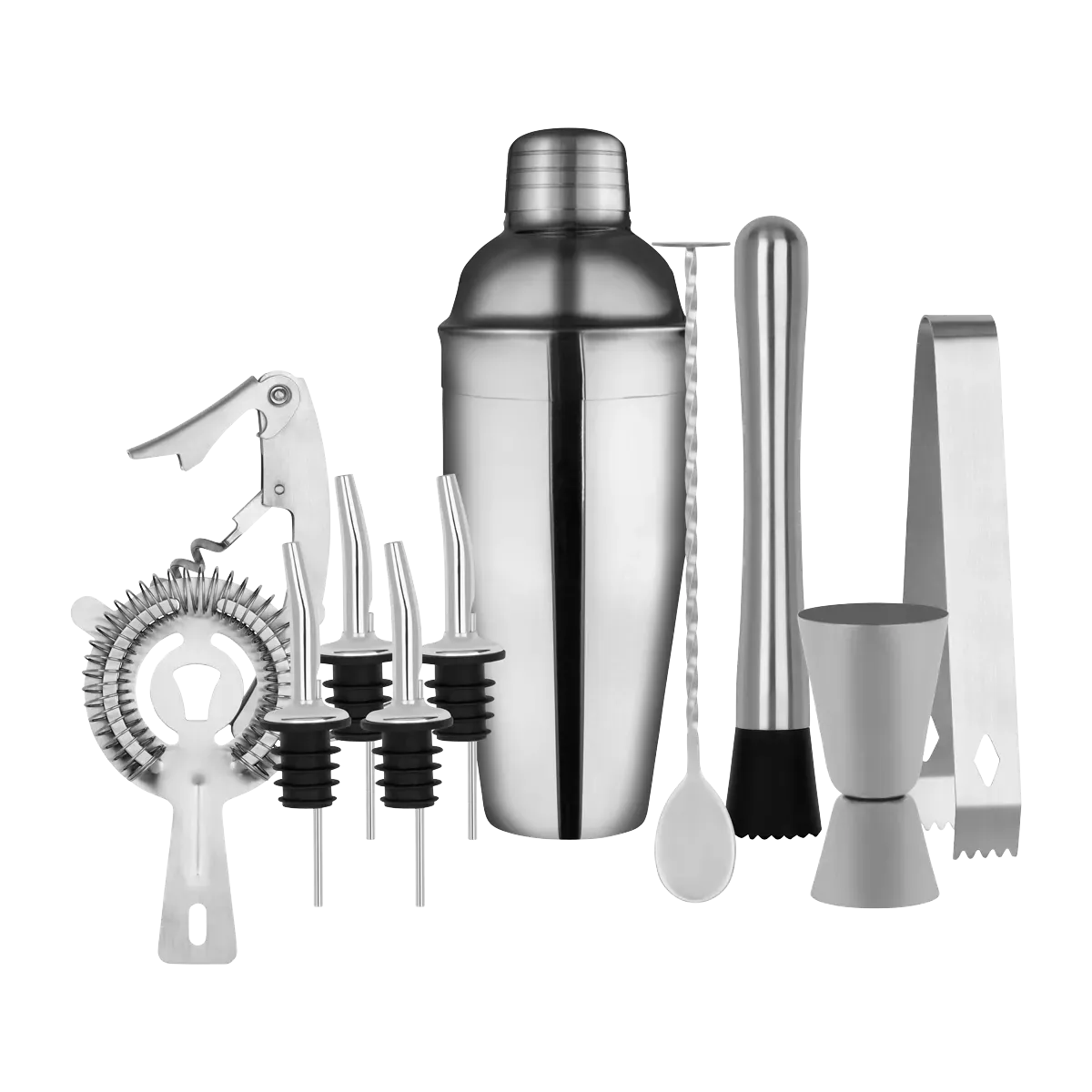 Cocktail Set 11pc Stainless Steel In Bartender Bag