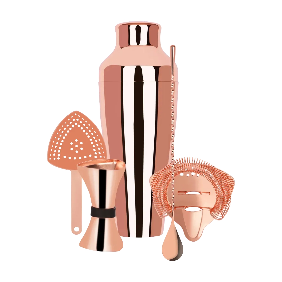 Cocktail Set 5pc Rose Gold
