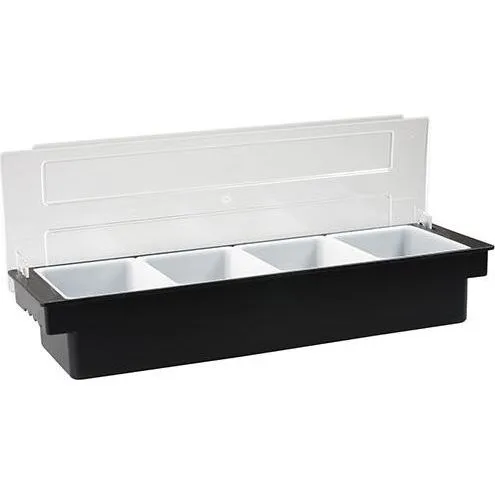 Condiment Dispenser-Plastic, Black, 4 Comp.