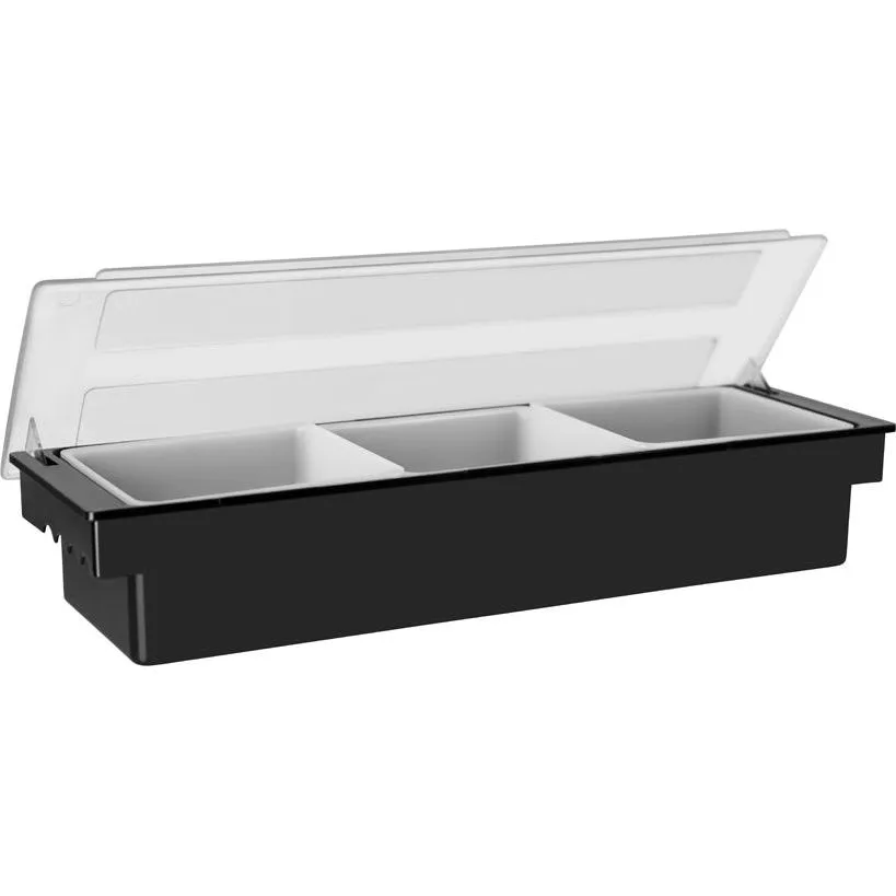 Condiment Holder 3-Compartment Black 500x160x90mm
