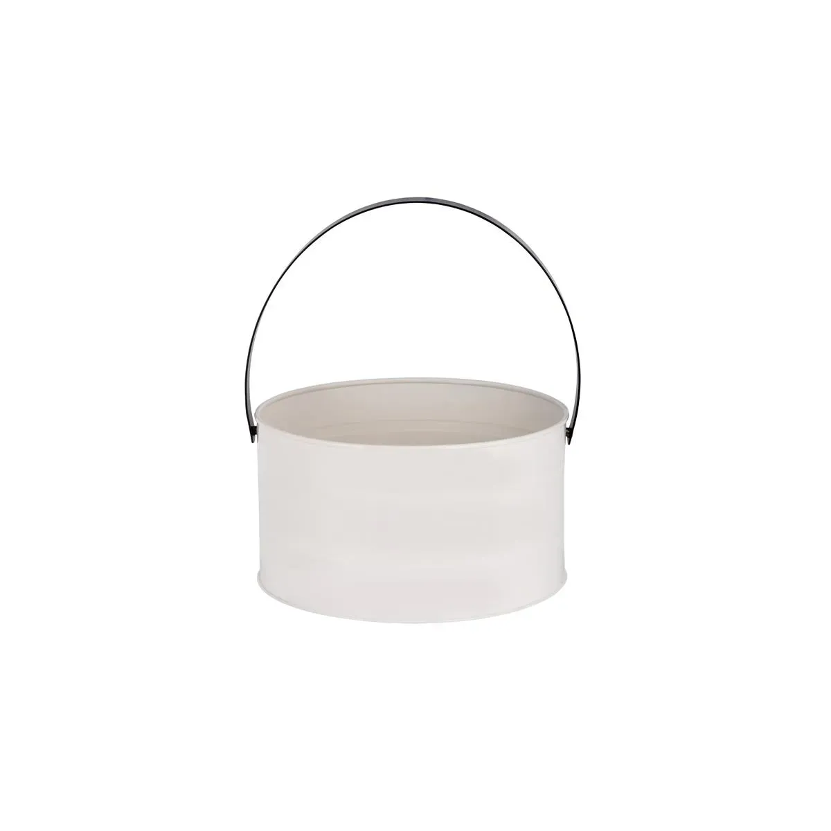 Coney Isl-Galvanised Creme P/C Round Pail Lthr Hdl 285x150mm