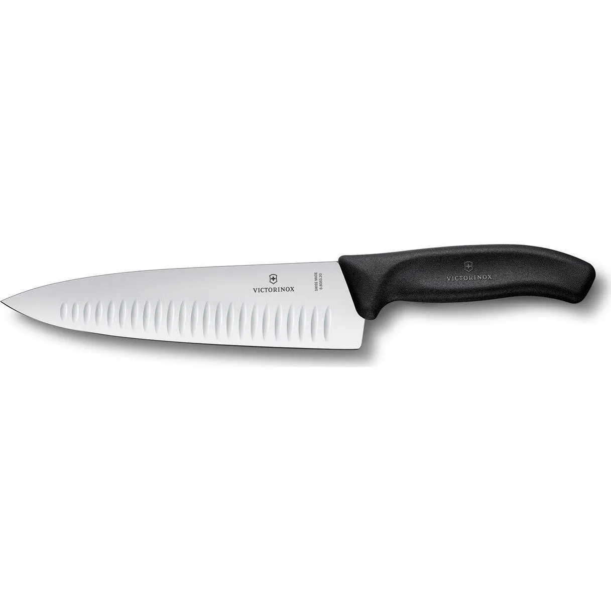 Cooks-Carving Knife, 20cm, Extra Wide fluted Blade, Classic - Black