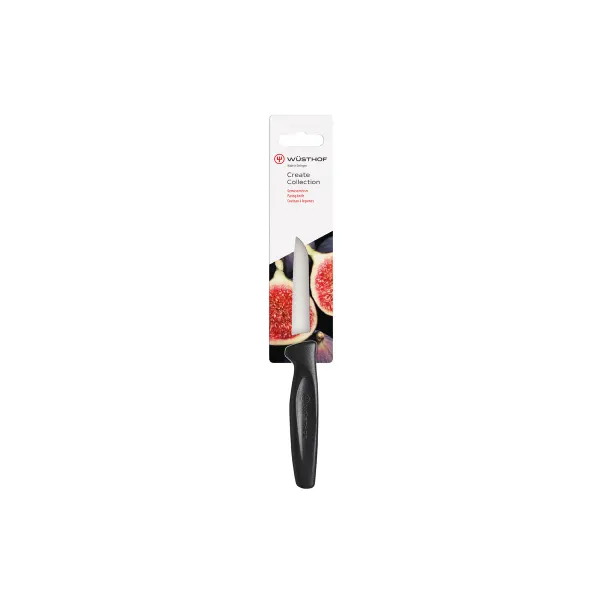 Create Bull Nose Paring Knife Black Handle 80mm