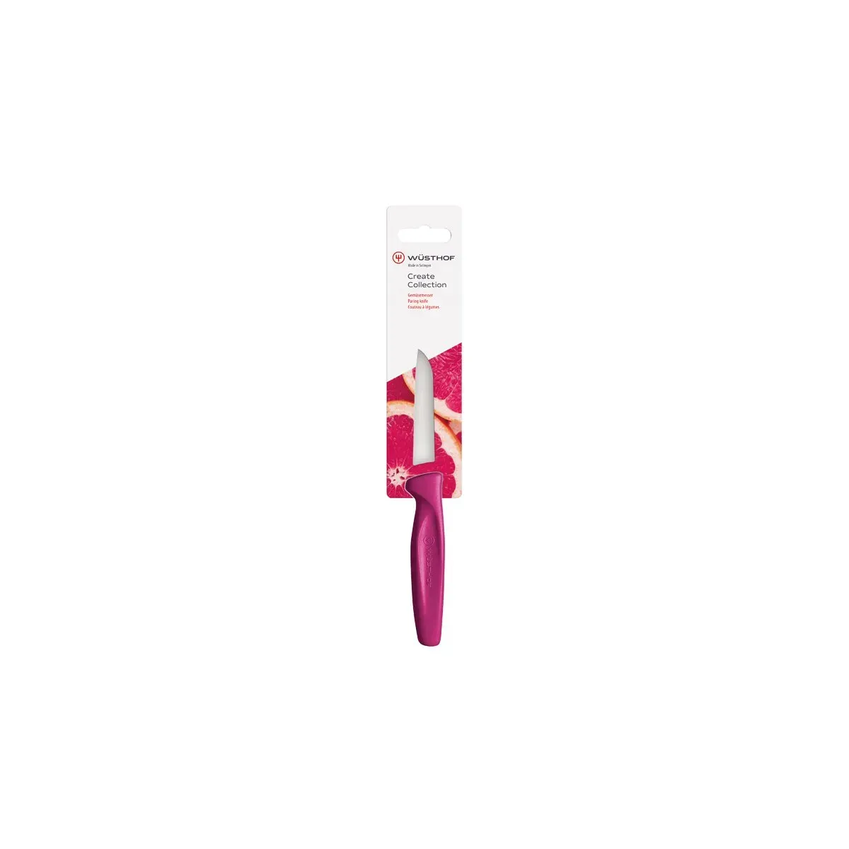Create Bullnose Paring Knife Magenta Handle 80mm