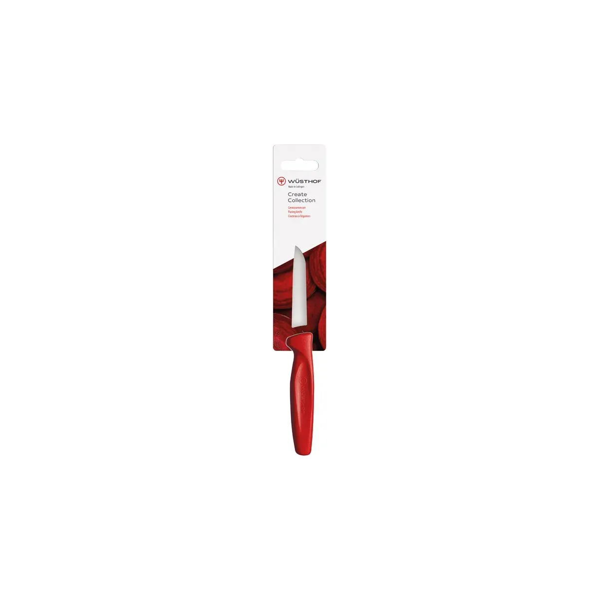 Create Bullnose Paring Knife Red Handle 80mm