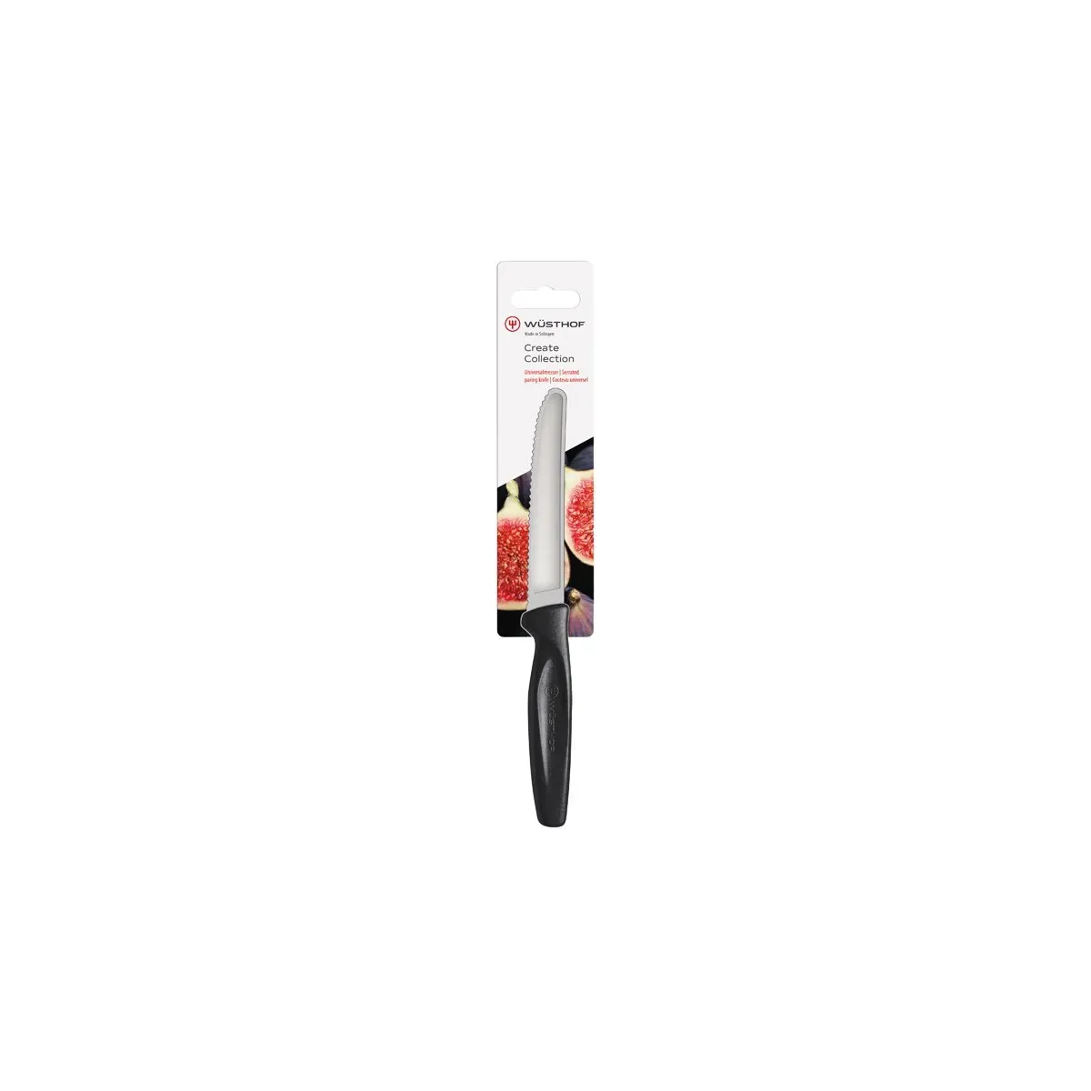 Create Serrated Paring Knife Black Handle 100mm