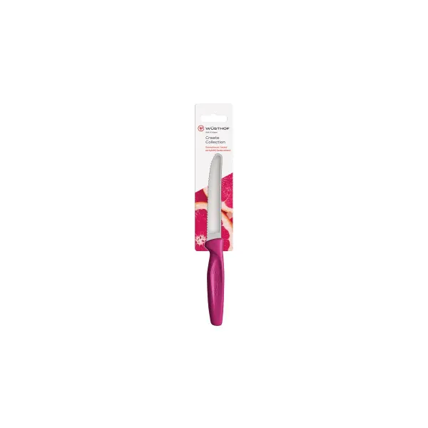 Create Serrated Paring Knife Magenta Handle 100mm