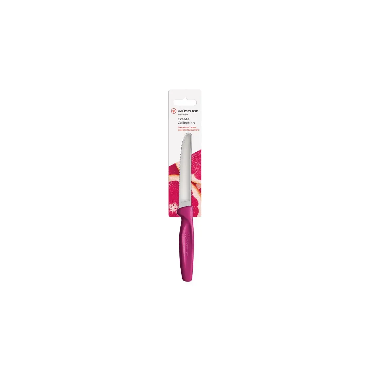 Create Serrated Paring Knife Magenta Handle 100mm