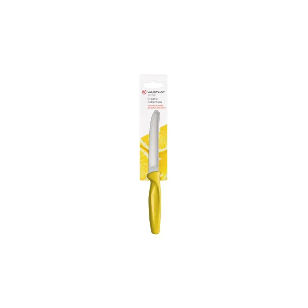 Create Serrated Paring Knife Yellow Handle 100mm