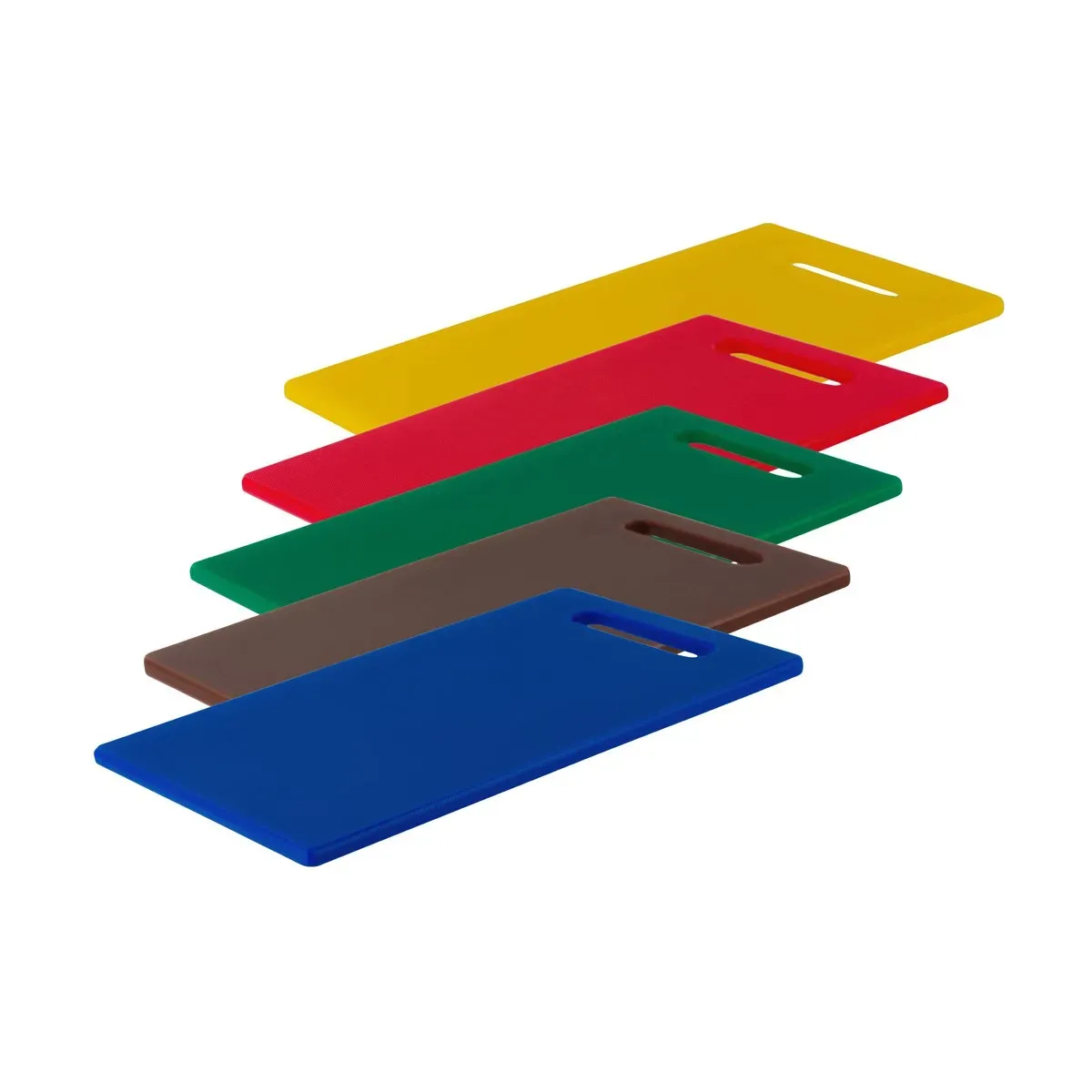 Cutting Board Polyethylene Coloured Set 5pc with Handle 450x300x12mm