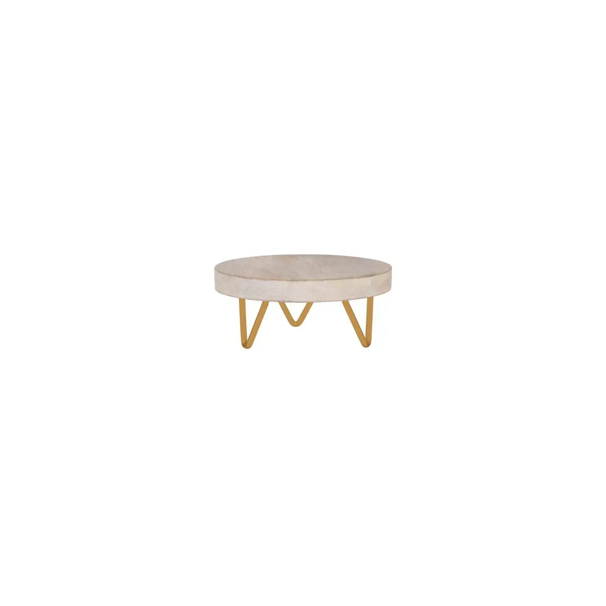 Display Stand Round White Melamine Wood Metal Legs — 200x90mm