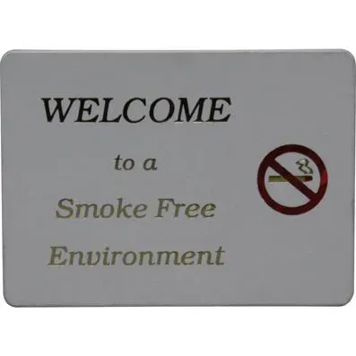 Chef Inox Wall Sign:"welcome To A Smoke Free En" Gold On Whi