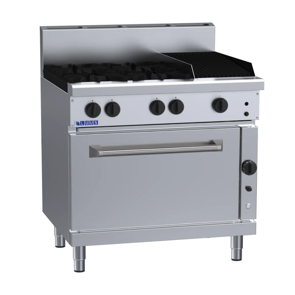 RF-4B3C: 900mm Gas 4 Burner 300mm Chargrill Range & Convection Oven