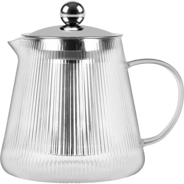 Brew Infusion Glass Teapot W/Filter & Lid 600ml Vert Stripe