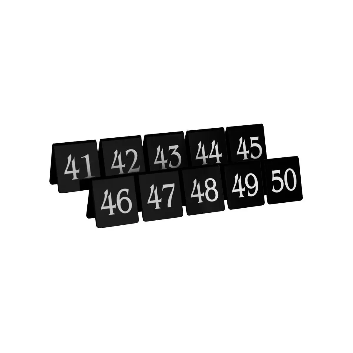 Chef Inox Table Number Set White On Black 75x55mm 41-50