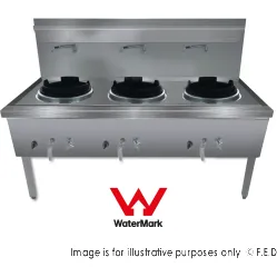 Gasmax Stainless Steel Waterless Nature Gas Triple Wok - WW-3N