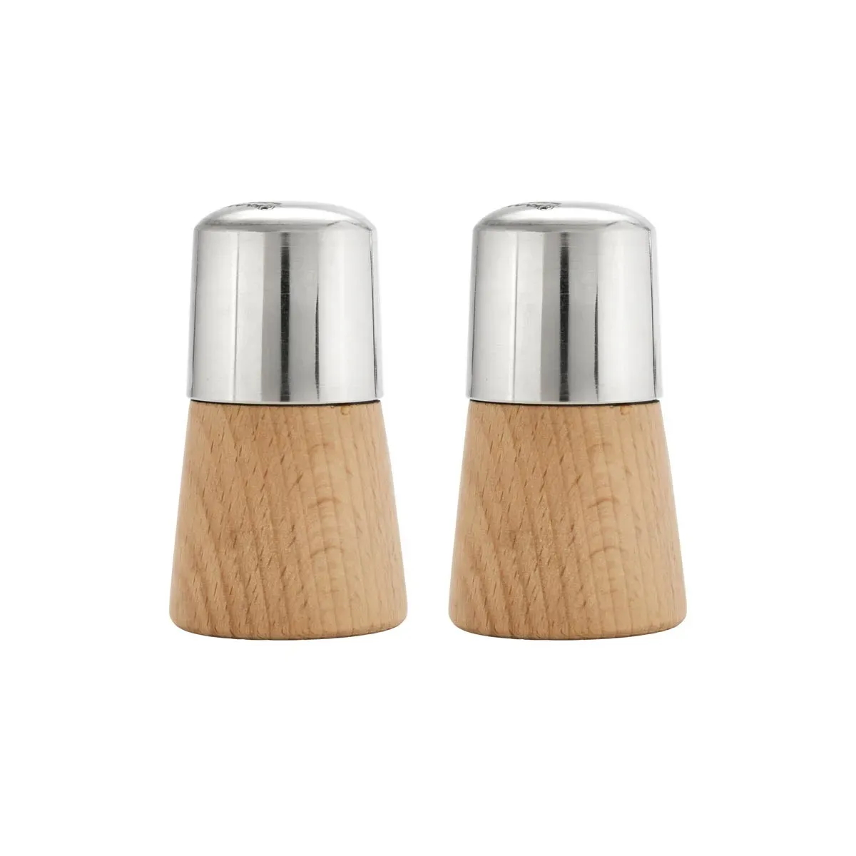 Chef Inox Salt & Pepper Shaker Set 18/8 Top W/Wood Base