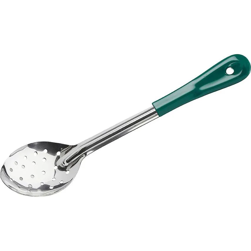 Basting Spoon Perforated Stainless Steel Green Handle 330mm