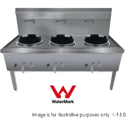 Gasmax Stainless Steel Waterless LPG Gas Triple Wok - WW-3L
