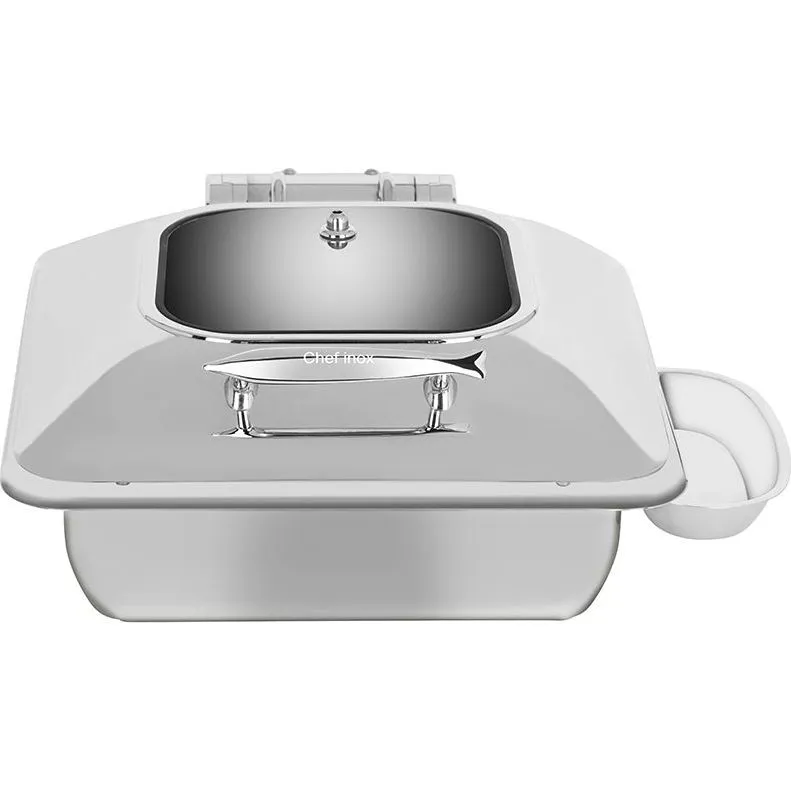 Chef Inox Deluxe Rect Chafer W/Glass Lid S/S 2/3 Size