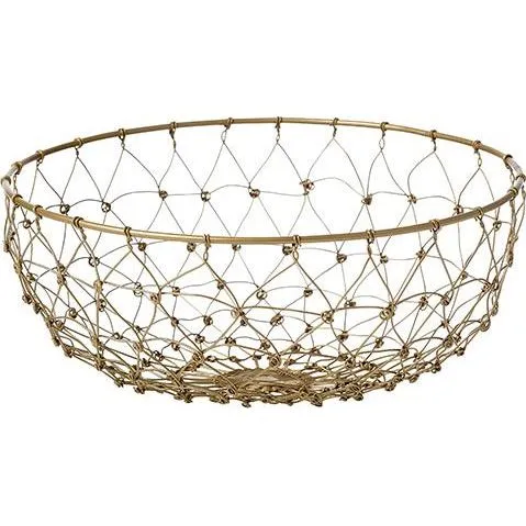Coney Island Patina Round Fishing Net Wire Basket Gold 230x100mm