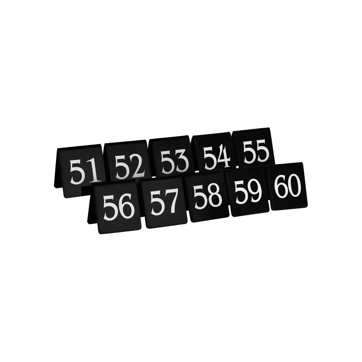 Chef Inox Table Number Set White On Black 75x55mm 51-60