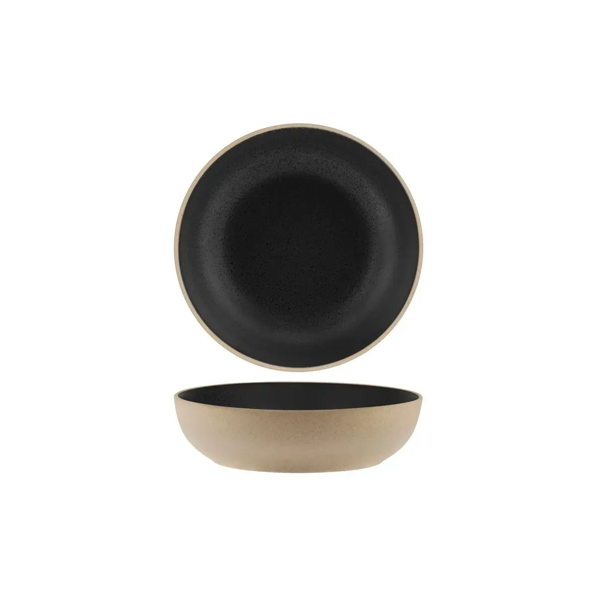 Bowl Round Deep Speckle Black — 200x55mm