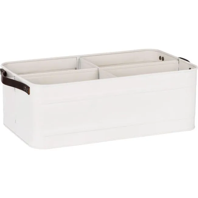 Coney Island Creme 4-Compartment Caddy with Leather Handle 370x215mm