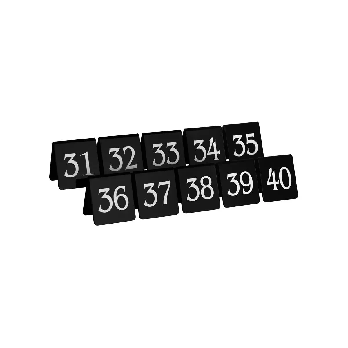 Chef Inox Table Number Set White On Black 75x55mm 31-40