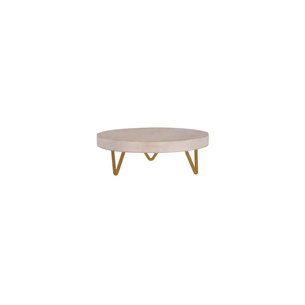 Display Stand Round White Melamine Wood Metal Legs — 254x90mm