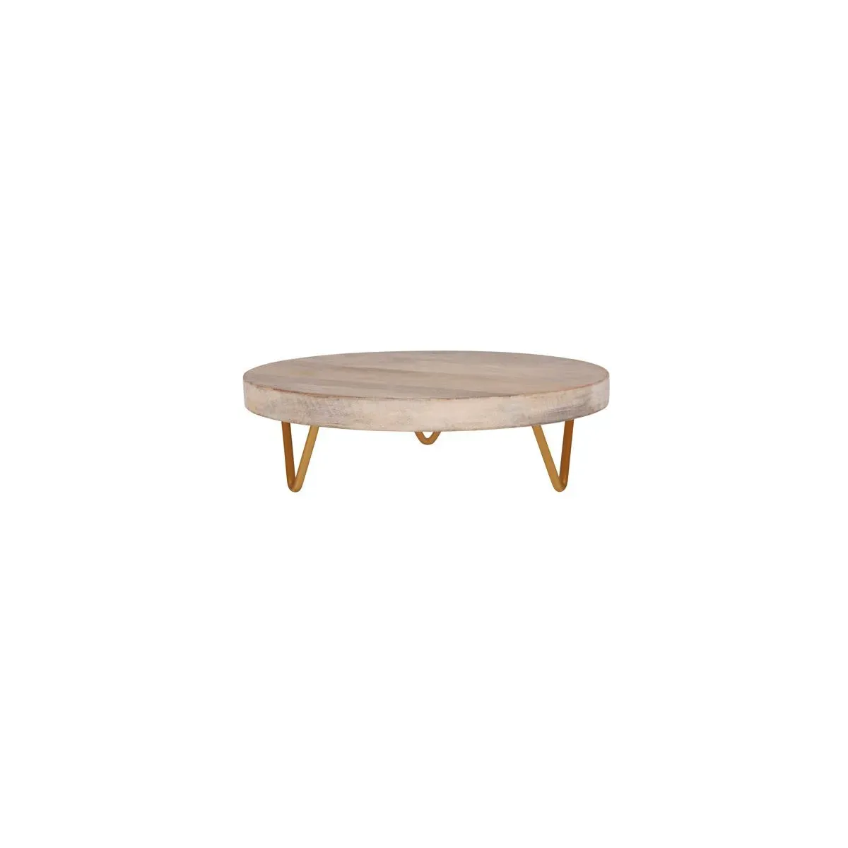 Display Stand Round White Melamine Wood Metal Legs — 300x90mm