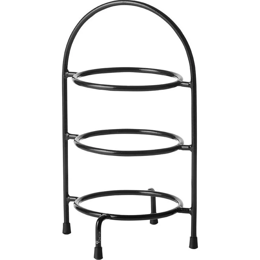 3-Tier Round Display Stand Black — 155x185x350mm