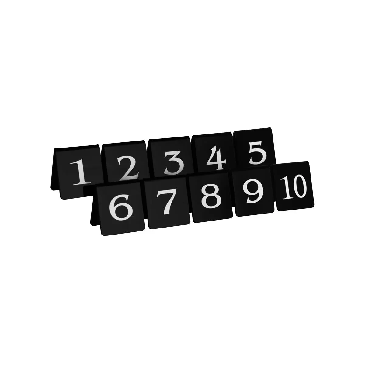 Chef Inox Table Number Set White On Black 75x55mm 1-10