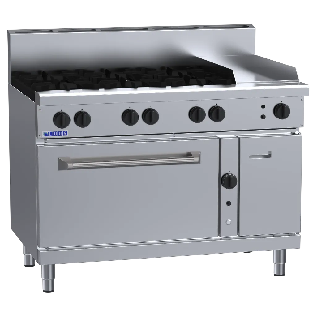 RF-6B3P: 1200mm Gas 6 Burner 300mm Griddle Range & Convection Oven