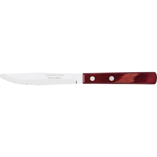Churrasco Steak Knife Serrated Narrow Blade with Polywood Handle Red 102mm