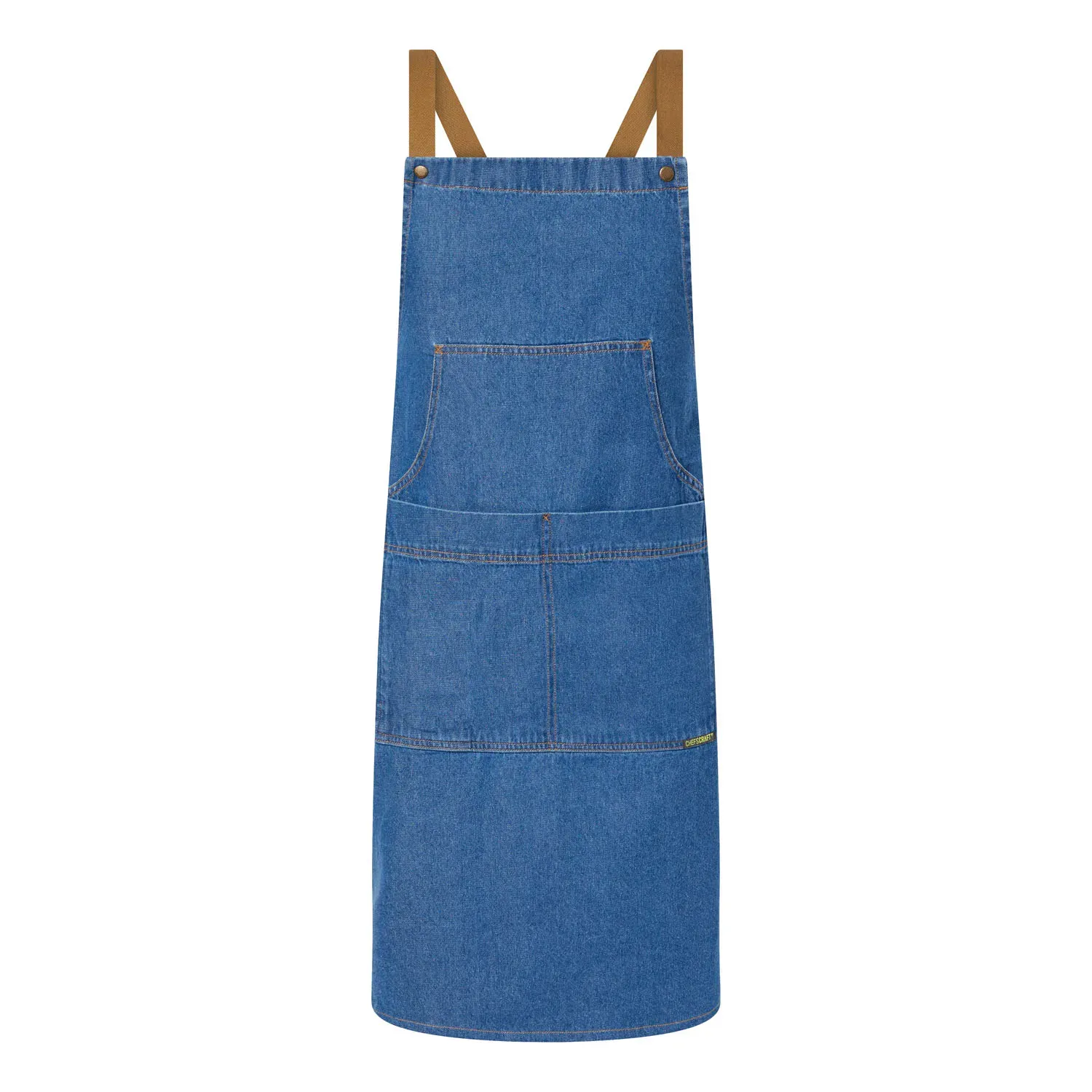 Bib Apron Denim With Pouch Pocket
