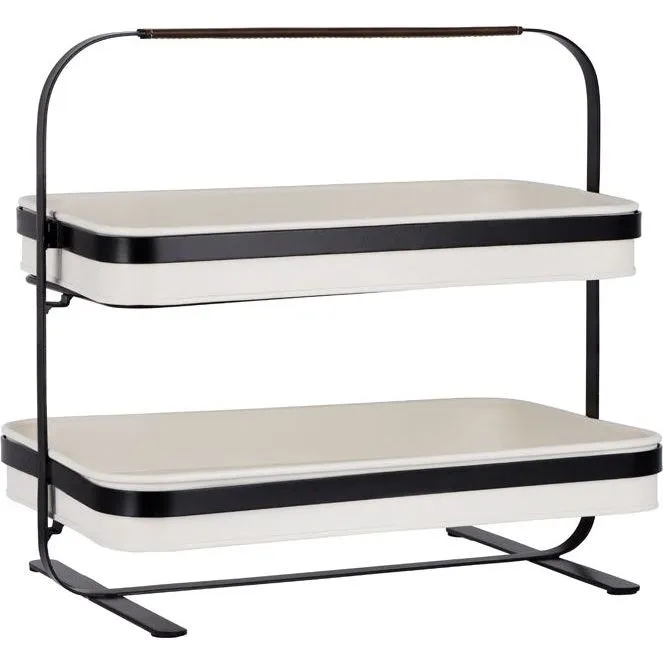Display Stand 2 Tier Galvanised Cream Powder Coat — 380x260x370mm