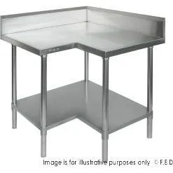 0900-7-WBCB - Economic Corner Workbench,100mm Splashback & Undershelf 900x900x900mm
