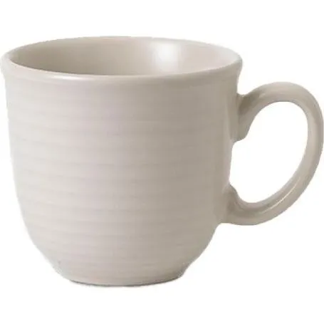 Dudson Mug-320ml side view close-up showing off-white matte ceramic body with horizontal ridges and rounded handle