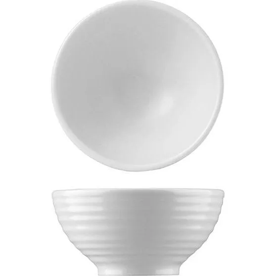Dudson Round Bowl 105mm 200ml close-up showing smooth interior and ribbed exterior