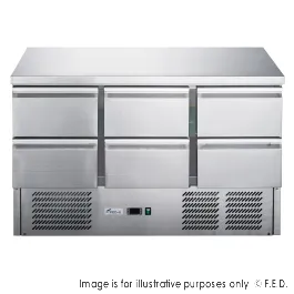 FED-X Six Drawer Compact Workbench Fridge - XGNS1300-6D