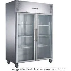 FED-X S/S Two Full Glass Door Upright Freezer - XURF1410G2V