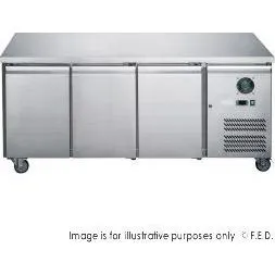 FED-X Stainless Steel Three Door Bench Freezer - XUB7F18S3V