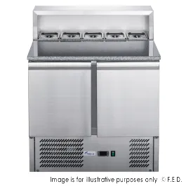 FED-X Two Door Salad Prep Fridge with Marble Top - XGNS900E
