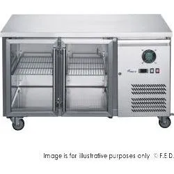 FED-X Two Glass Door Bench Fridge Stainless Steel - XUB6C13G2V