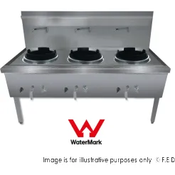 Gasmax Stainless Steel Waterless LPG Triple Wok Chimney Burner - WW-3LC