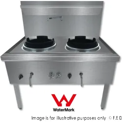Gasmax Stainless Steel Waterless Nature Gas Double Wok Chimney Burner - WW-2NC