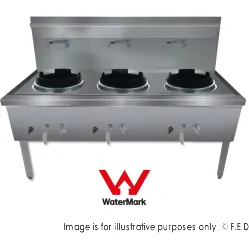 Gasmax Stainless Steel Waterless Nature Gas Triple Wok Chimney Burner - WW-3NC