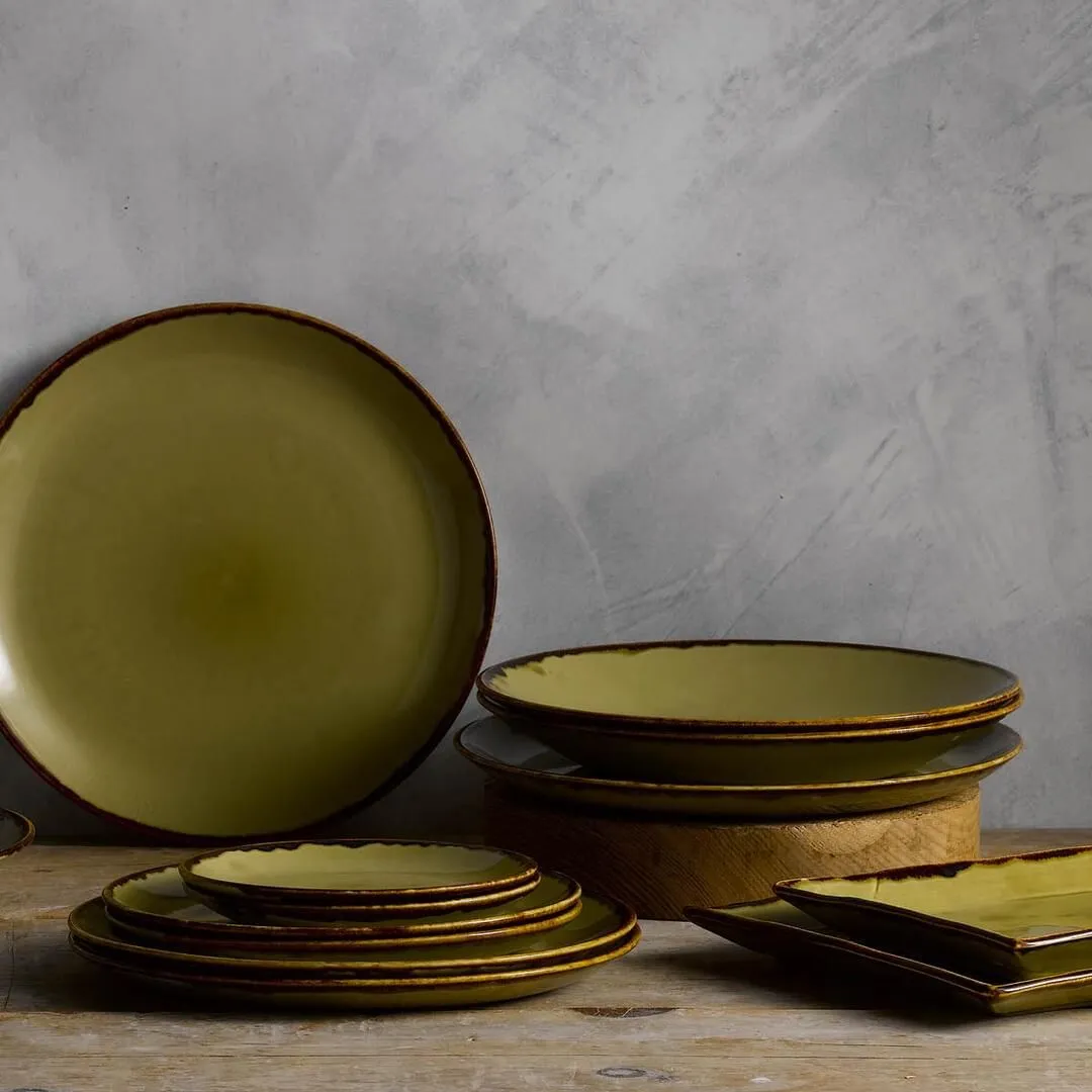 Harvest Green Round Deep Coupe Plate